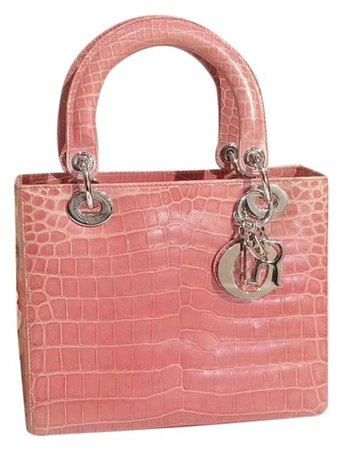 Dior Limit Edition Lady Alligator Pink Crocodile Skin Leather Cross Body Bag - Tradesy