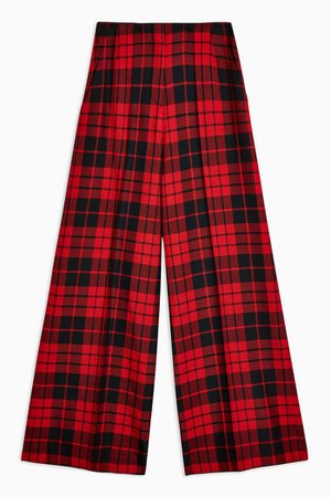 **Red Check Cropped Pants by Topshop Boutique | Topshop