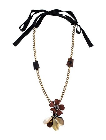 Marni Leather Flower Chain Ribbon Necklace - Necklaces - MAN86750 | The RealReal