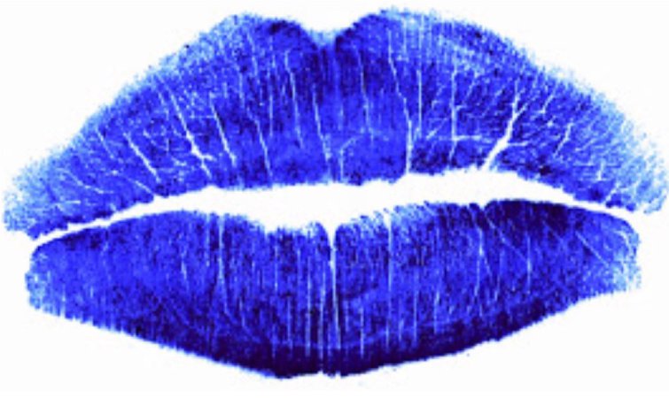 Blue Lipstick kiss mark