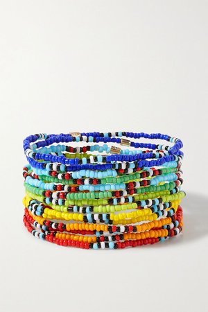 Red New Patchwork set of 12 beaded bracelets | Roxanne Assoulin | NET-A-PORTER