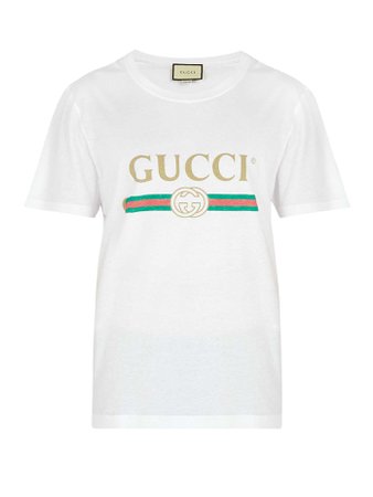 T-shirt en coton à imprimé logo Fake | Gucci | MATCHESFASHION.COM FR