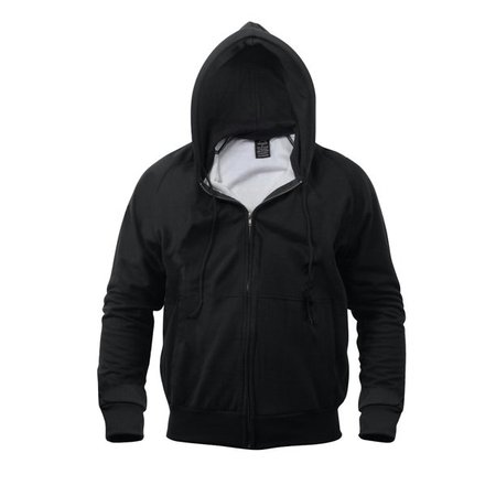 Thermal Lined Zipper Hooded Sweatshirt, Black, Large - Walmart.com
