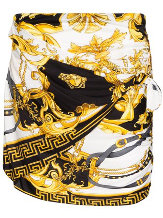 Versace Baroque Print Gathered Mini Skirt Ss20 | Farfetch.com