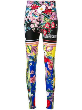 Versace floral print leggings - Black