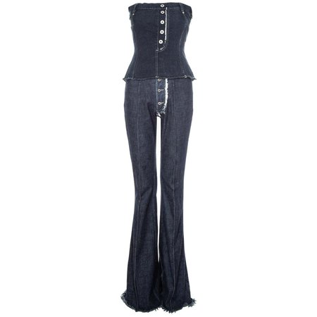 Alexander McQueen indigo denim corset and pants set, fw 1996 For Sale at 1stDibs