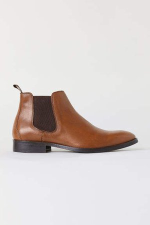 Leather Chelsea Boots - Beige