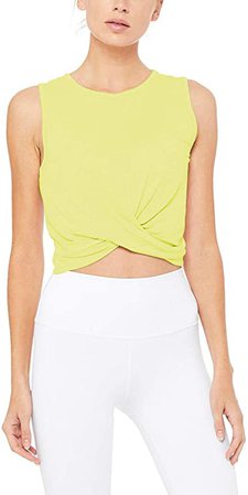Bestisun Workout Crop Tops Fitness Sports Clothes Yoga Exercise Clothing Gym Casual Wear Sleeveless Athletic Muscle Tanks Sports Fitness Wear Yellow XL at Amazon Women’s Clothing store