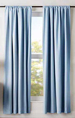light blue curtains