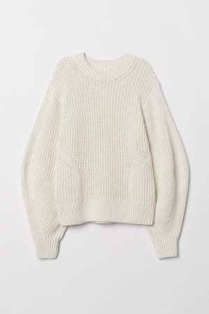 Knit Cotton Sweater - White