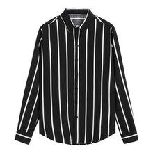 FREE OSTRICH Men's Fashion Black White Stripe Loose Long Sleeve Shirt – Rockin Docks Deluxephotos