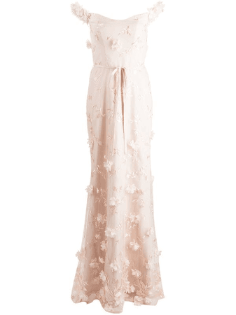 Marchesa Notte Bridesmaids floral-embroidered floor-length gown