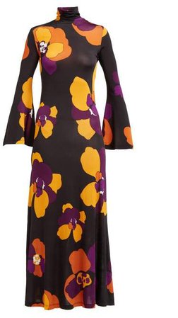 Brigitte Floral Print Maxi Dress - Womens - Black Multi