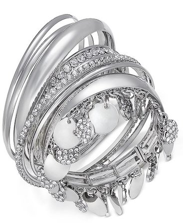 Thalia Sodi Faux-Snakeskin Pavé Disc Bangle Bracelet Set, Created for Macy's & Reviews - Fashion Jewelry - Jewelry & Watches - Macy's