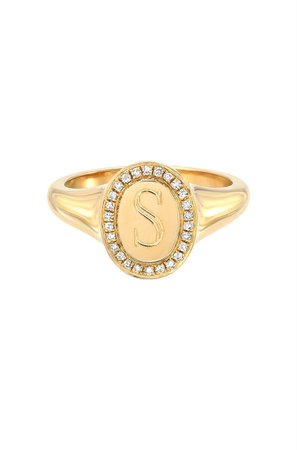 YELLOW-GOLD & PAVE DIAMOND INITIAL SIGNET RINGS - Google Search