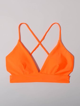 Neon Orange Criss Cross Bikini Top | SHEIN USA