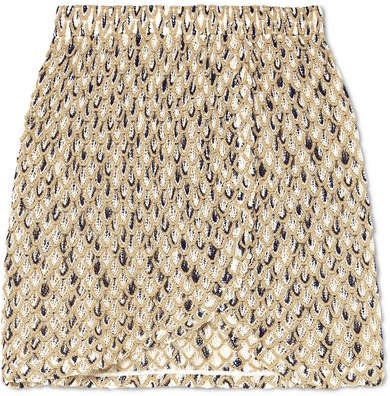 Metallic Crochet-knit Mini Skirt - Gold
