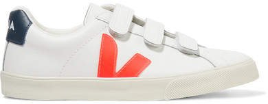 Net Sustain 3-lock Logo Rubber-trimmed Leather Sneakers - White