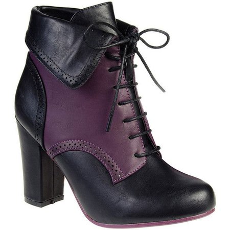 Black and Purple Heel Boots