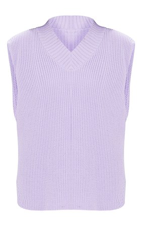 Lilac V Neck Knitted Side Split Vest | PrettyLittleThing