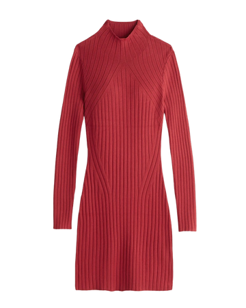 Long-Sleeve Mockneck Mini Sweater Dress