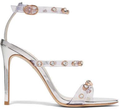 Rosalind Crystal-embellished Pvc And Metallic Leather Sandals - Silver