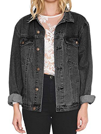 Oversized Denim Jacket for Women Long Sleeve Classic Loose Jean Trucker Jacket at Amazon Women's Coats Shop