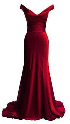 Red Satin Off the Shoulder Gown