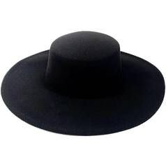 black wide brim hat