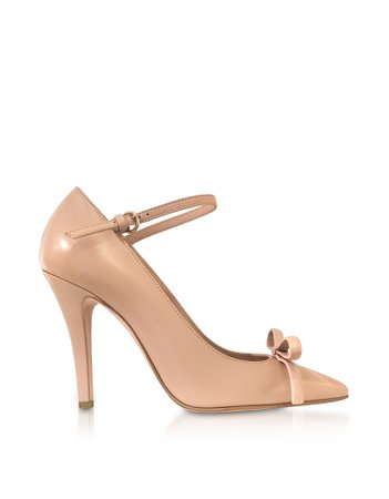 Red Valentino Nude Patent Leather Bow Pumps