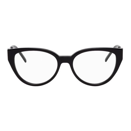 Saint Laurent: Black Crystal Cat-Eye Glasses | SSENSE