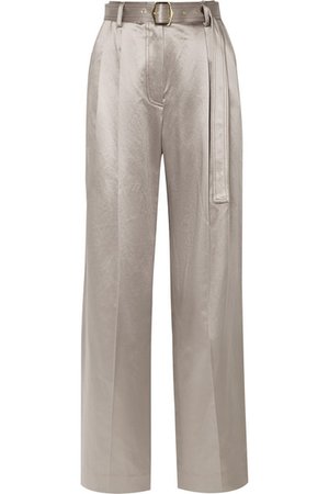 Sies Marjan | Blanche belted metallic cotton-blend satin wide-leg pants | NET-A-PORTER.COM