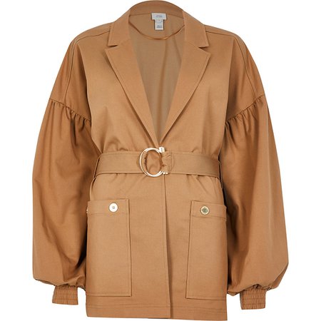 Beige Belted Trench Jacket | River Island