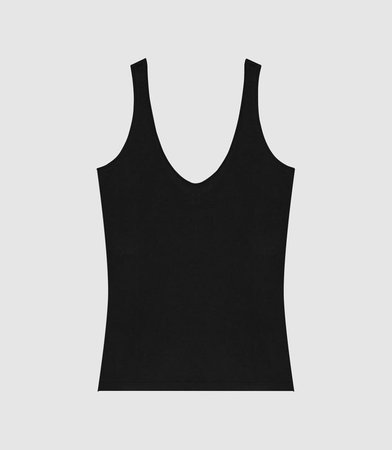 Brie Navy Cotton-Jersey Vest Top – REISS black