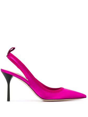 Miu Miu Satin Mid Heel Pumps 5I353CFB0853D50 Pink | Farfetch