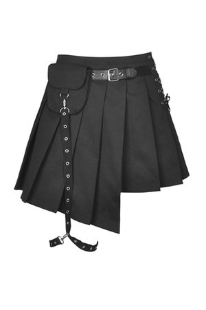 Queenie Black Asymmetrical Gothic Mini Skirt by Dark in Love