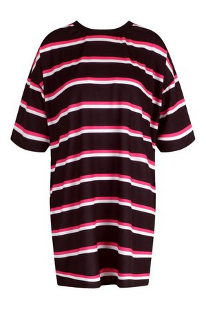 Neon Stripe Oversized T-shirt Dress | boohoo
