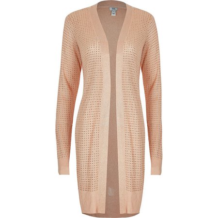 Rose gold diamante knitted cardigan | River Island