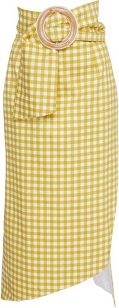 Fadua Belted Gingham Cotton-Poplin Midi Skirt Size: X