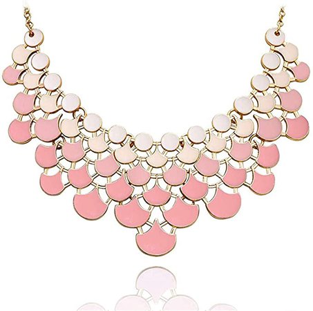 Amazon.com: JANE STONE Fashion Statement Bulsh Pink Resin Bubble Frontal Bib Necklace Elegant Chunky Balance Jewelry for Women Teen Girls(Fn0968-Rose Quartz): Clothing
