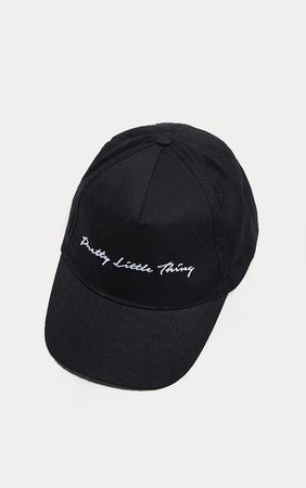 PRETTYLITTLETHING Black Embroidered Cap | PrettyLittleThing