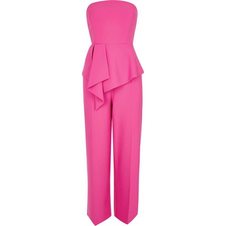 Pink frill front bardot jumpsuit - Jumpsuits - Playsuits & Jumpsuits - women