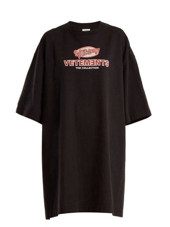 Vetements Oversized Printed Stretch-Cotton Jersey T-Shirt in Black