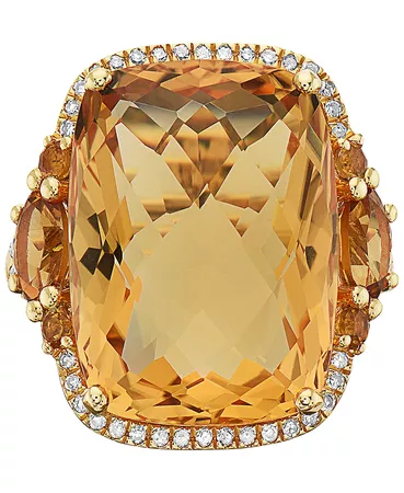 EFFY Collection EFFY® Citrine (17-1/3 ct. t.w.) & Diamond (1/3 ct. t.w.) Ring in 14k Gold
