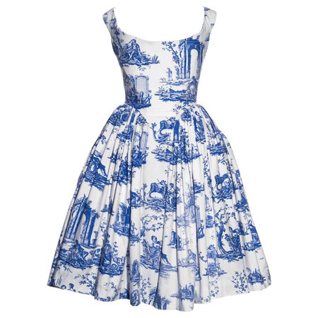 Vivienne Westwood Toile de Jouy printed cotton dress with pannier, ss 1996 For Sale at 1stDibs