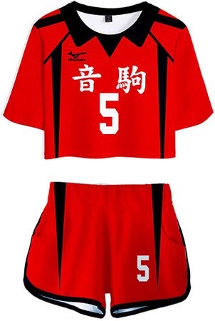 Amazon.com: Nekoma High School Kozume Kenma Outfit Cosplay Costume Uniform Jerseys Crop Top Shorts Set: Clothing