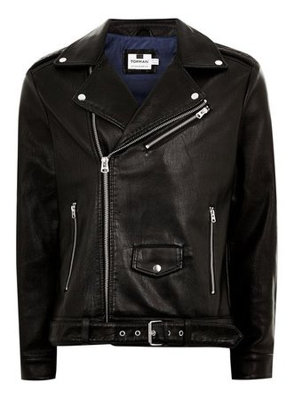 Faux Leather Oversized Biker Jacket - Men's Coats & Jackets - Clothing - TOPMAN