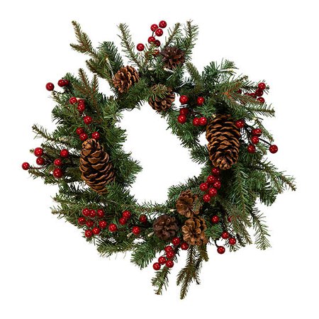 Kurt Adler Battery-Operated Red Berry Pinecone LED Christmas Wreath