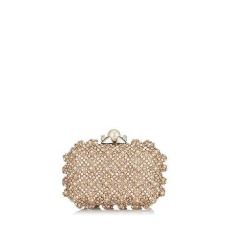 Pearl Satin Clutch Bag with Crystal Bead Embroidery | Cloud | AW17 | JIMMY CHOO