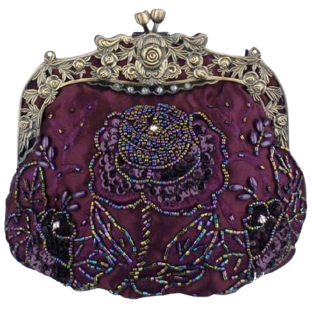 Belsen Women's Vintage Beaded Sequin Flower Evening Handbags ($35) ❤ liked on Polyvore featuring bags, handbags, vintage evening bags, purple evening bag, purple handbags, beaded evening bag and sequin evening bag